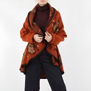 The Shepherd's Knot Womens Italy Wool Blend Floral Open Front Cardigan Sweater